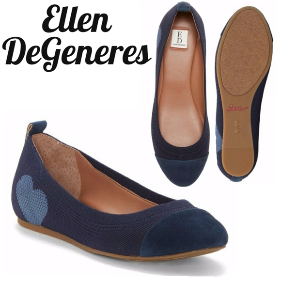 Ellen Degeneres Shoes - Ellen DeGeneres Lilliane Knit Heart Lagoon Bay Blue Slip-On Ballet Flats Sz 7.5